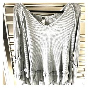 Free People waffle thermal thumbhole tunic top